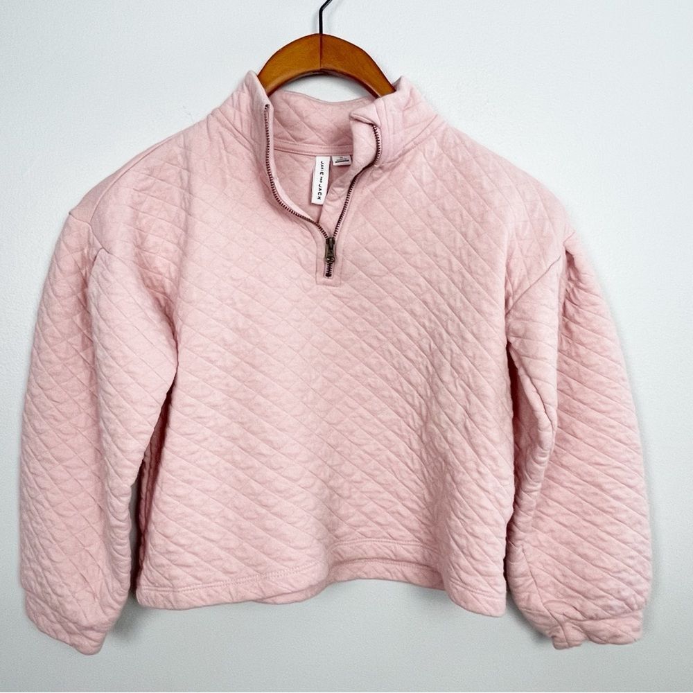 Janie and Jack Pink Quilted Quarter Zip Pullover Size 10